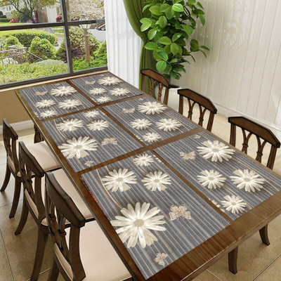 REVEXO Rectangular Pack of 6 Table Placemat(Multicolor, Dark Blue, PVC)