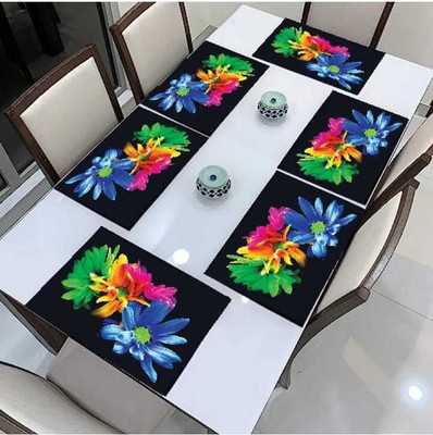 LOTUSKING Rectangular Pack of 6 Table Placemat(Light Blue, PVC)