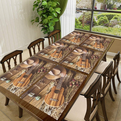 SANRAKSSHAN Rectangular Pack of 6 Table Placemat(Blue, PVC)