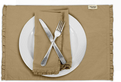 Vargottam Rectangular Pack of 6 Table Placemat(Beige, Cotton)