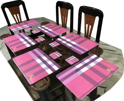 DELHI PVC CORP Rectangular Pack of 12 Table Placemat(Pink, PVC)
