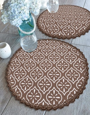 Saral Home Round Pack of 2 Table Placemat(Brown, Cotton)