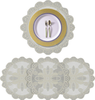 KUBER INDUSTRIES Round Pack of 4 Table Placemat(Yellow, Cotton)