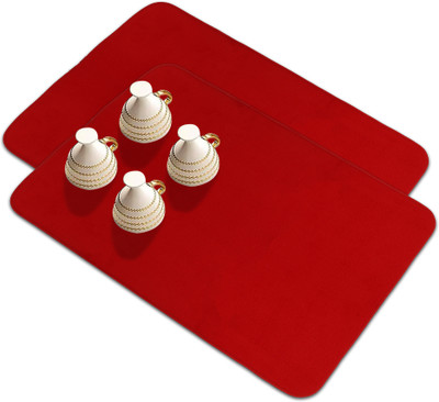 KUBER INDUSTRIES Rectangular Pack of 2 Table Placemat(Red, Microfibre)