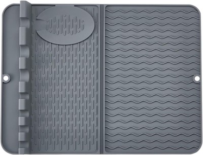 FLOSTRAIN Rectangular Pack of 1 Table Placemat(Grey, Silicone)