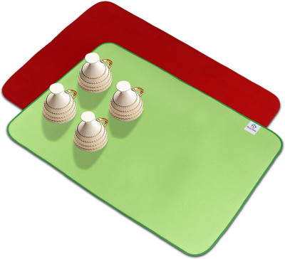 Heart Home Rectangular Pack of 2 Table Placemat(Red, Green, Microfibre)