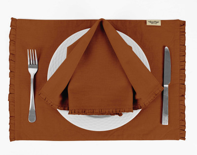 Vargottam Rectangular Pack of 6 Table Placemat(Brown, Cotton)