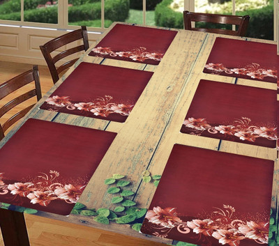 SANRAKSSHAN Rectangular Pack of 6 Table Placemat(Brown, PVC)