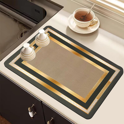FLOSTRAIN Rectangular Pack of 1 Table Placemat(Gold, Rubber)