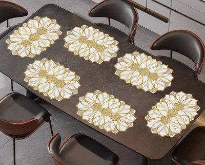 Romiz Rectangular Pack of 6 Table Placemat(Gold, Polyester)