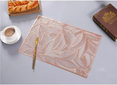 Kritvi Rectangular Pack of 2 Table Placemat(Brown, Polyester)