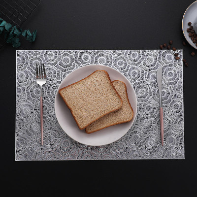 Dakshya Industries Rectangular Pack of 2 Table Placemat(Silver, PVC)