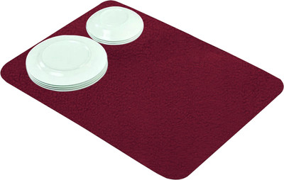 Heart Home Rectangular Pack of 2 Table Placemat(Maroon, Microfibre)