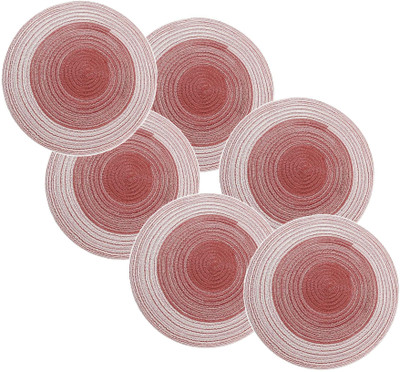 pepplo Round Pack of 6 Table Placemat(Red, Cotton)