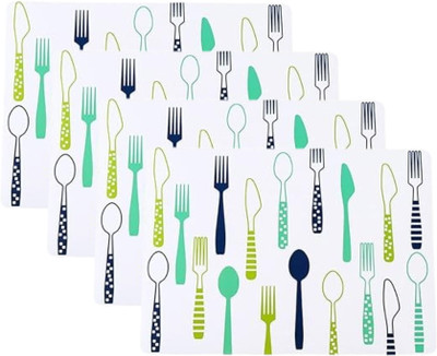 Naidev Rectangular Pack of 4 Table Placemat(Green, Plastic)