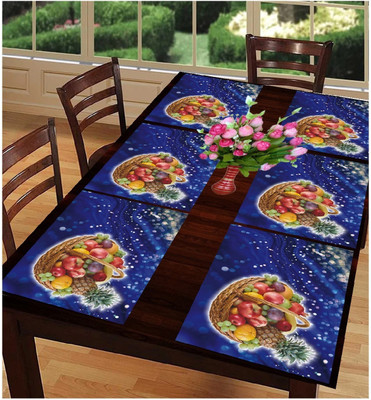 SANRAKSSHAN Rectangular Pack of 6 Table Placemat(Blue, PVC)