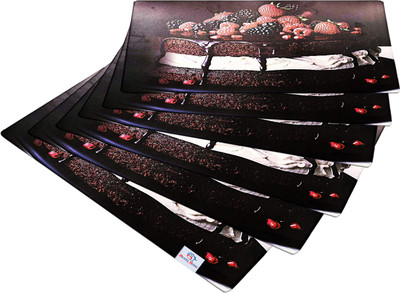 Heart Home Rectangular Pack of 6 Table Placemat(Black, PVC)