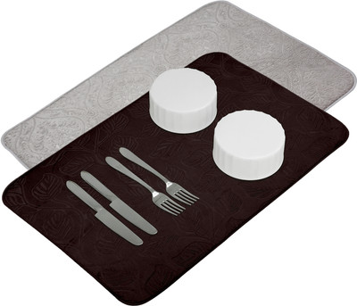 KUBER INDUSTRIES Rectangular Pack of 2 Table Placemat(Brown, Grey, Microfibre)