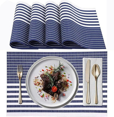 DANSR Rectangular Pack of 4 Table Placemat(Blue, PVC)
