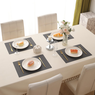 HOKiPO Rectangular Pack of 4 Table Placemat(Black, Polypropylene)