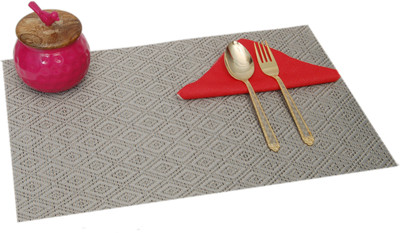 Winner Rectangular Pack of 1 Table Placemat(Grey, PVC)