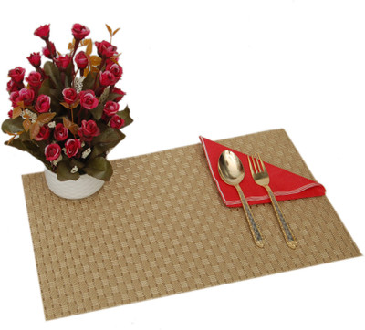 Winner Rectangular Pack of 1 Table Placemat(Gold, PVC)