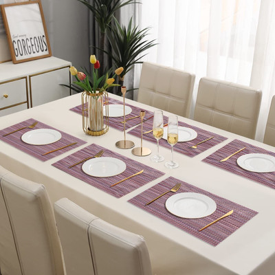 DPA Collection Rectangular Pack of 6 Table Placemat(Brown, PVC)