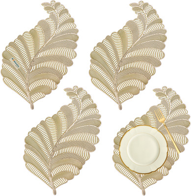 HOMESTIC Rectangular Pack of 4 Table Placemat(Gold, Leather)
