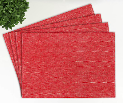 OASIS Rectangular Pack of 4 Table Placemat(Red, Cotton)