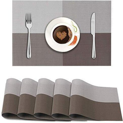 Ramokdu Rectangular Pack of 6 Table Placemat(Multicolor, Polyester, Plastic)