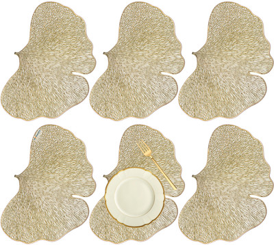 HOMESTIC Rectangular Pack of 6 Table Placemat(Gold, Leather)