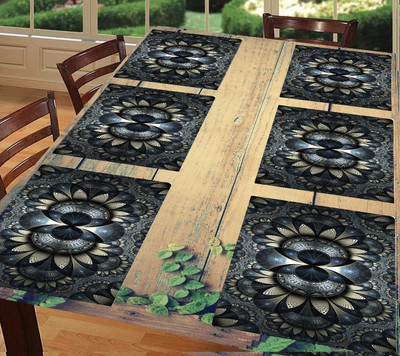 SANRAKSSHAN Rectangular Pack of 6 Table Placemat(Black, PVC)