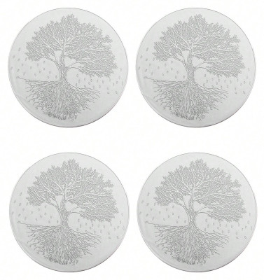 TIED RIBBONS Round Pack of 4 Table Placemat(Silver, Plastic)