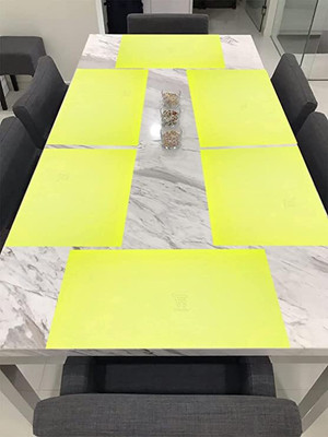 E-Retailer Rectangular Pack of 6 Table Placemat(Yellow, PVC)