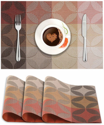 HOKiPO Rectangular Pack of 4 Table Placemat(Multicolor, PVC)