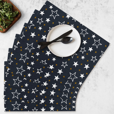OASIS Rectangular Pack of 6 Table Placemat(Black, Cotton)