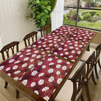 SANRAKSSHAN Rectangular Pack of 6 Table Placemat(Red, PVC)