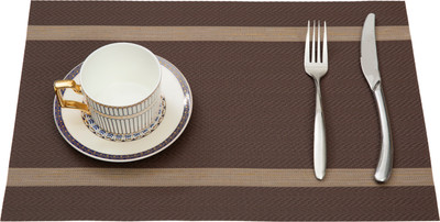 HS WORLD Rectangular Pack of 1 Table Placemat(Brown, PVC)