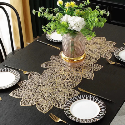 LaVichitra Rectangular Pack of 1 Table Placemat(Gold, Polypropylene)