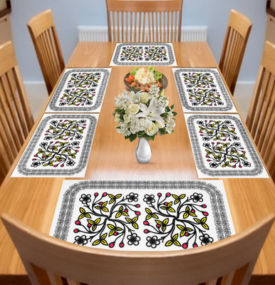 Kanushi Industries Rectangular Pack of 6 Table Placemat(White, PVC)