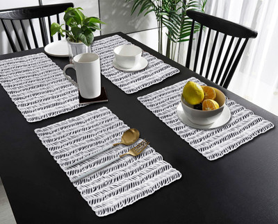 Castle Decor Rectangular Pack of 4 Table Placemat(Gold, PVC)