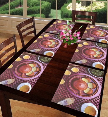 SANRAKSSHAN Rectangular Pack of 6 Table Placemat(Purple, PVC)