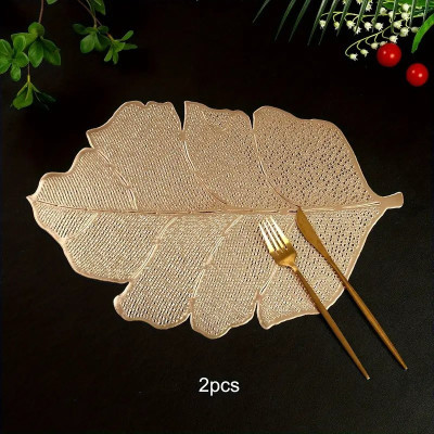 Dakshya Industries Cut Corner Pack of 2 Table Placemat(Gold, PVC)