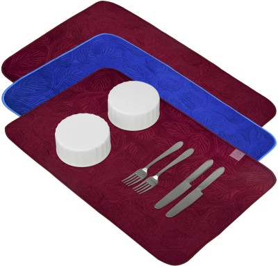 Heart Home Rectangular Pack of 3 Table Placemat(Multicolor, Microfibre)