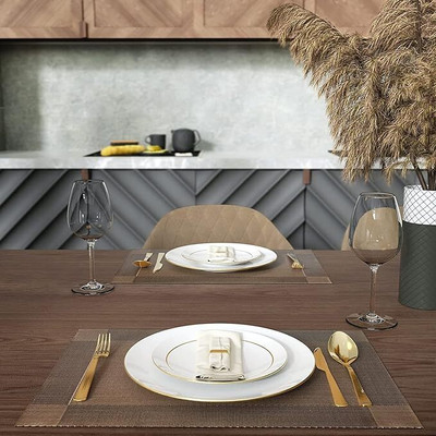 LILA ENTERPRISE Rectangular Pack of 1 Table Placemat(Brown, PVC)