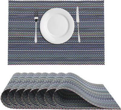 Dakshya Industries Rectangular Pack of 8 Table Placemat(Grey, PVC)
