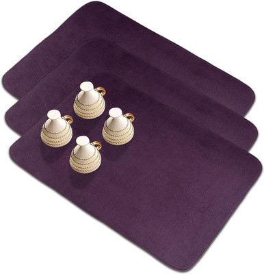 KUBER INDUSTRIES Rectangular Pack of 3 Table Placemat(Purple, Microfibre)