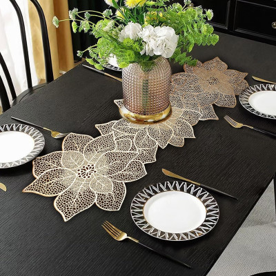 TIED RIBBONS Round Pack of 1 Table Placemat(Gold, Plastic)