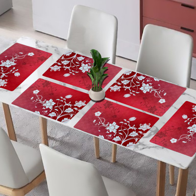 Flipkart SmartBuy Rectangular Pack of 6 Table Placemat(Maroon, PVC)
