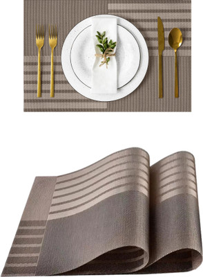 Lellow Rectangular Pack of 2 Table Placemat(Brown, Beige, PVC)